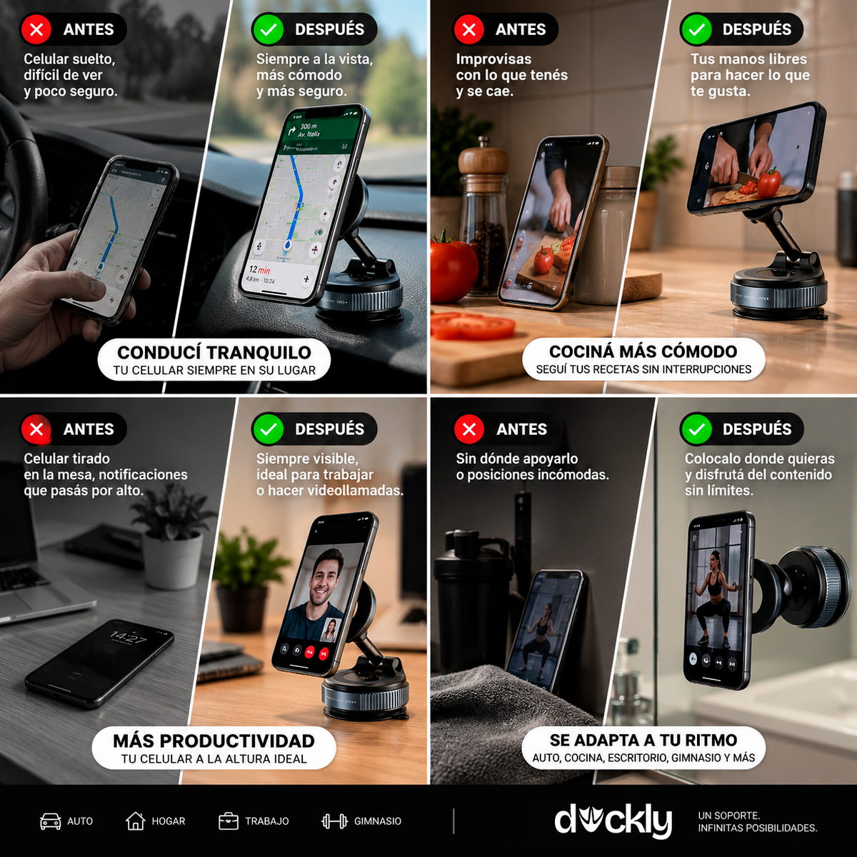 Tu celular siempre a la vista en segundos con el Soporte Magnético Duckly