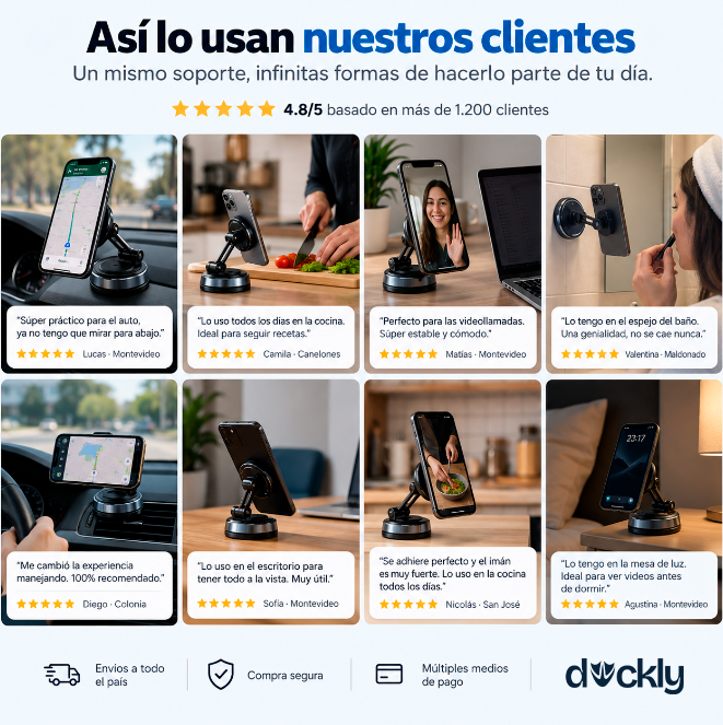 Tu celular siempre a la vista en segundos con el Soporte Magnético Duckly