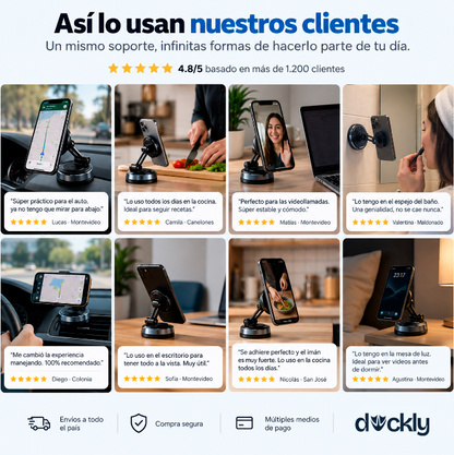 Tu celular siempre a la vista en segundos con el Soporte Magnético Duckly