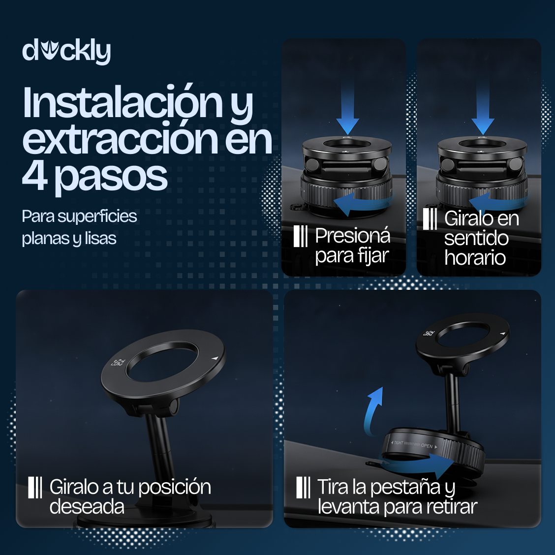 Tu celular siempre a la vista en segundos con el Soporte Magnético Duckly